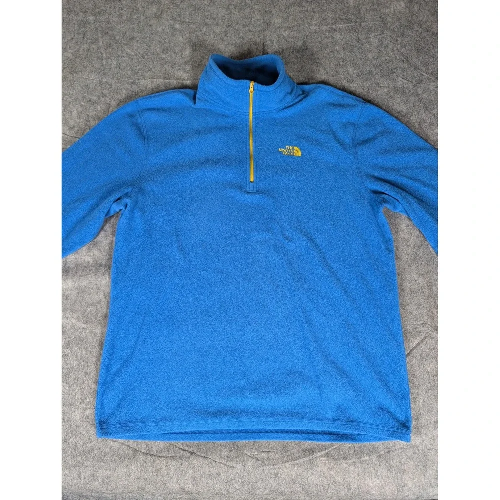 The North Face TKA 100 Fleece Pullover Mens Blue Quarter‎ Zip Mock Neck Jacket